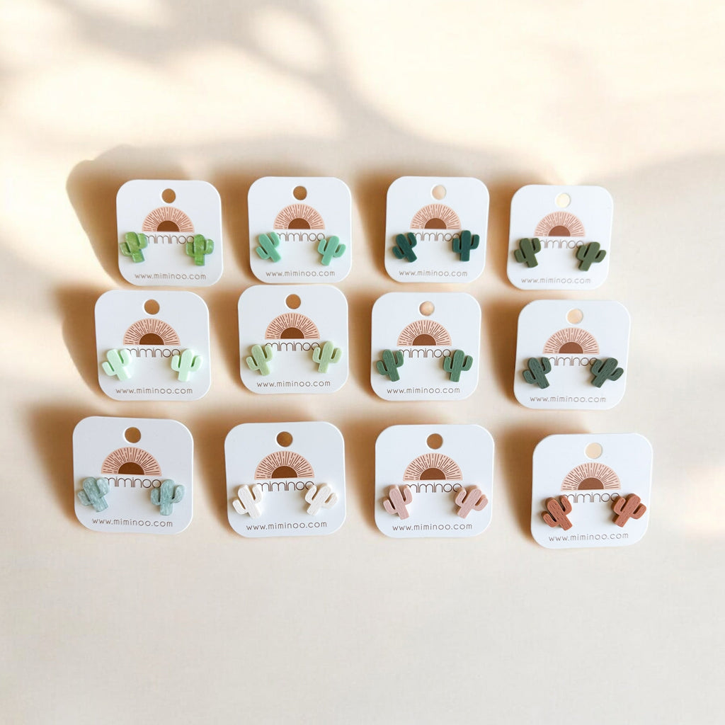 Cactus Engraved Stud Earrings