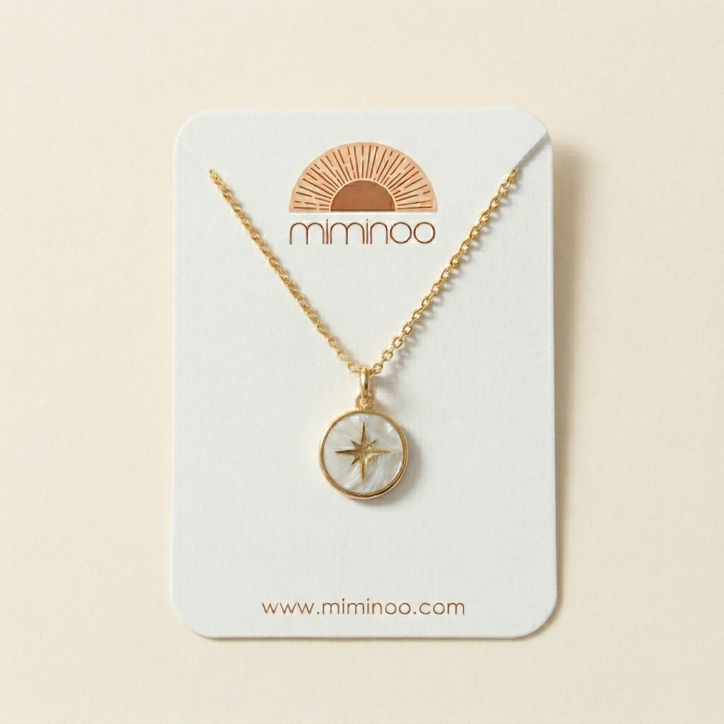 North Star Necklace Blue Collection | Pearl Acrylic & Gold-Accented