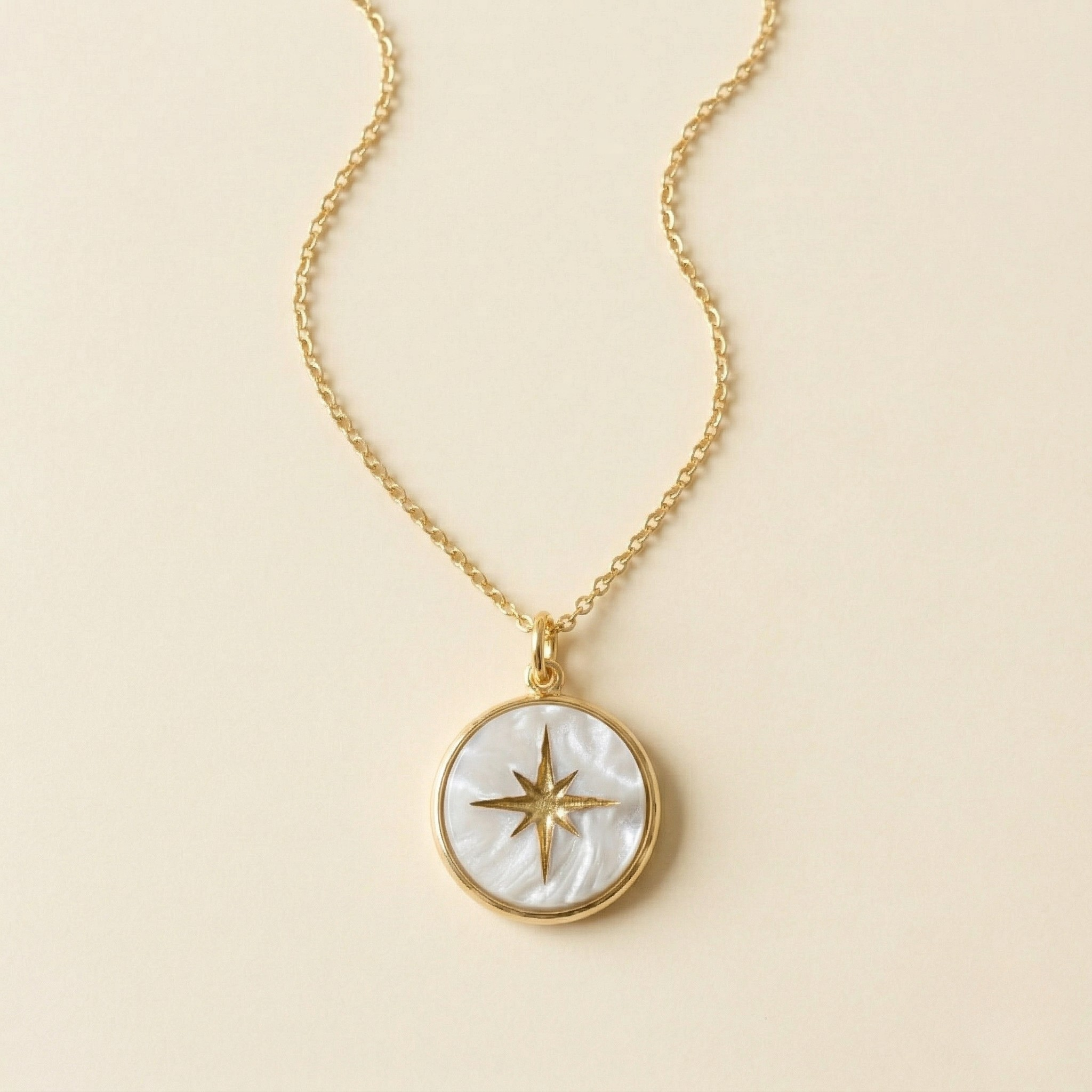 North Star Necklace | Pearl Acrylic & Gold-Accented | Miminoo