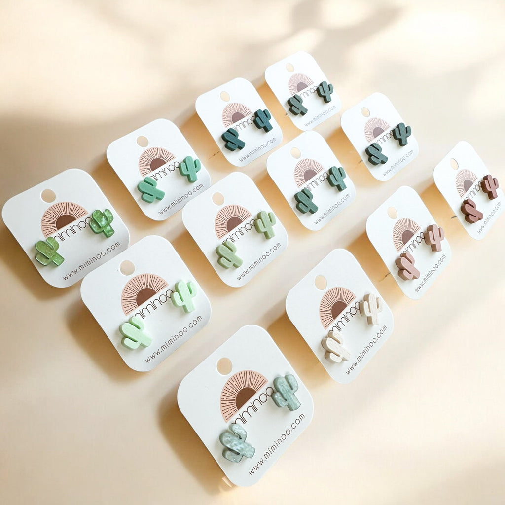 Cactus Engraved Stud Earrings