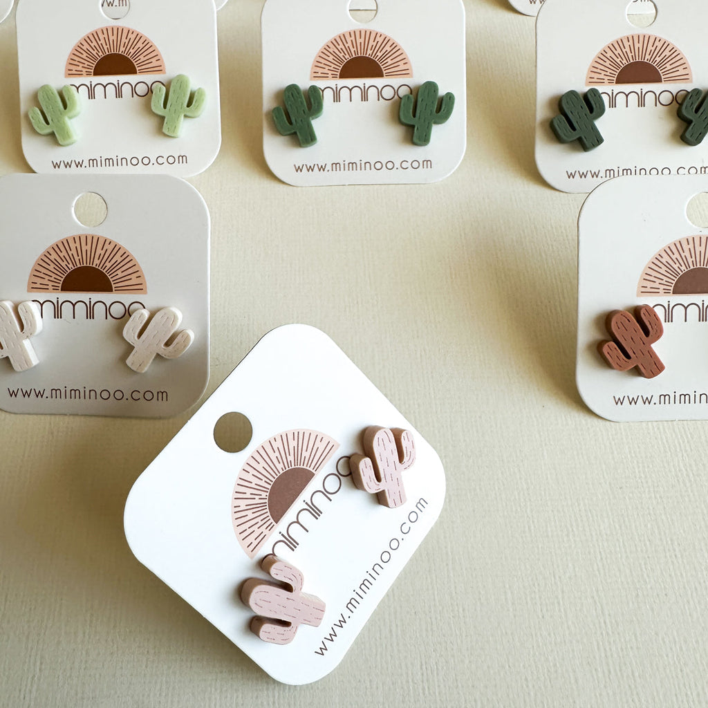 Cactus Engraved Stud Earrings