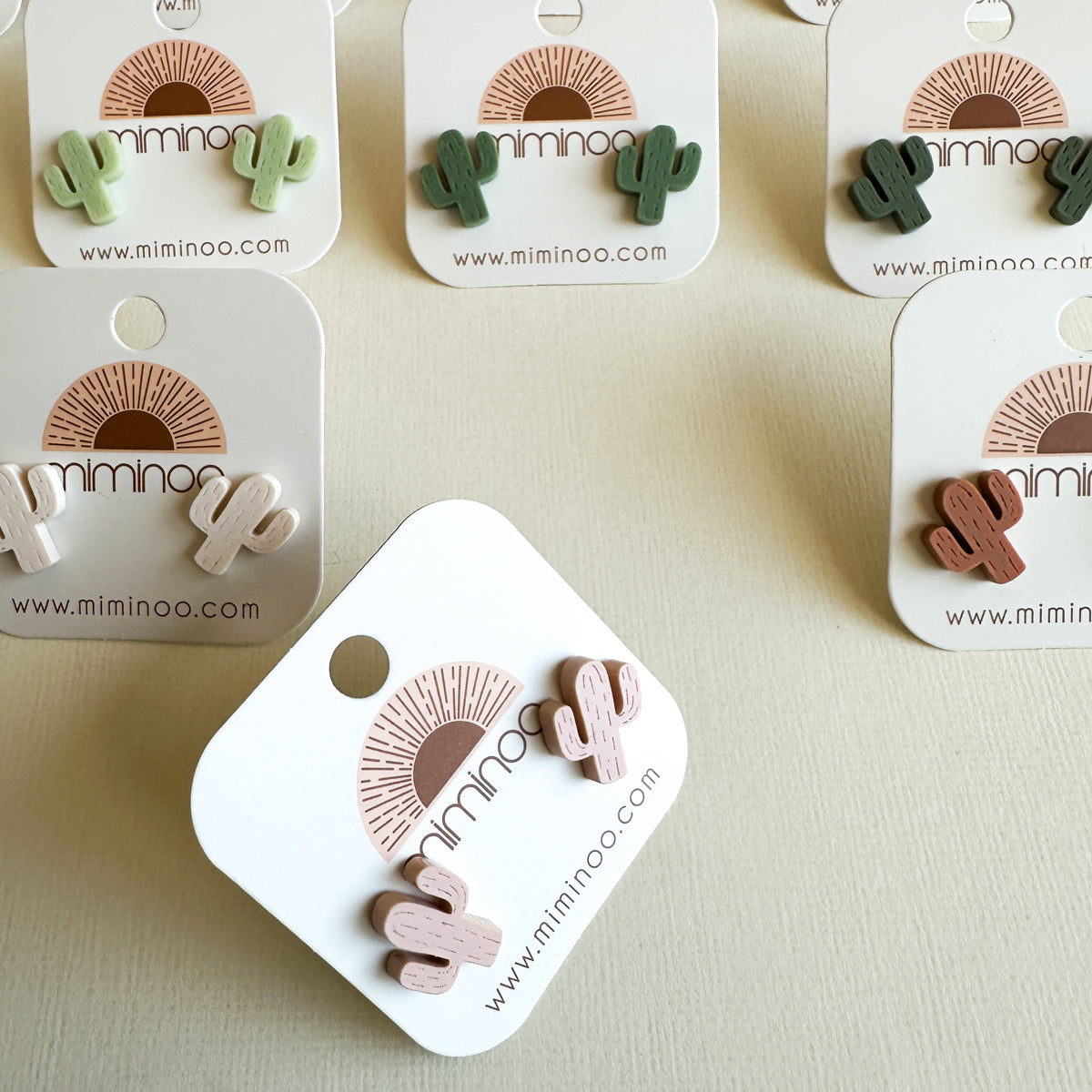 Cactus Engraved Stud Earrings