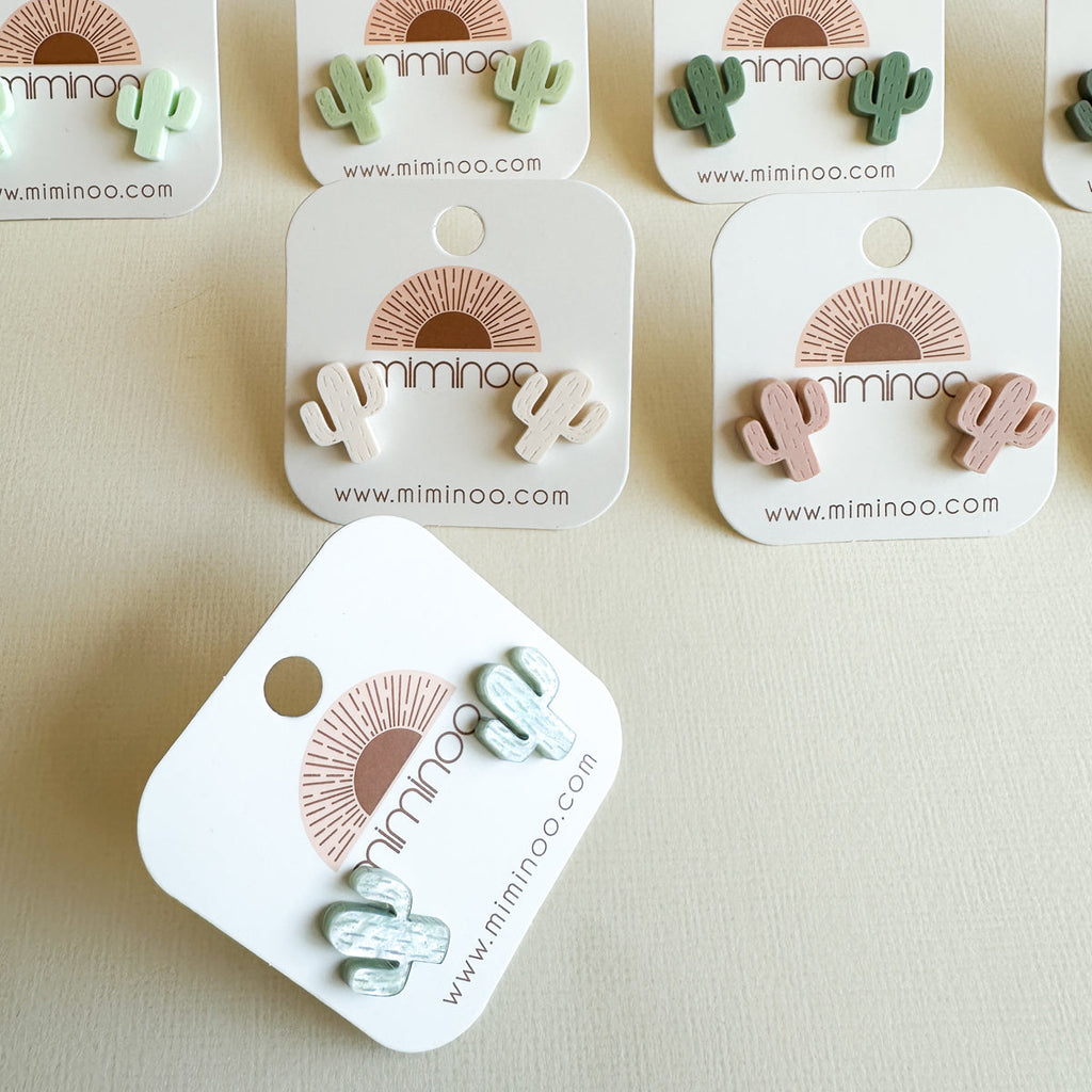 Cactus Engraved Stud Earrings