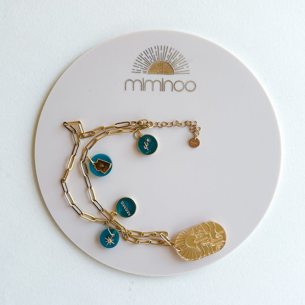 Desert Mirror Acrylic Pendant 18K Gold Plated Necklace