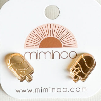 Patriotic Gold Mirror Stud Earrings