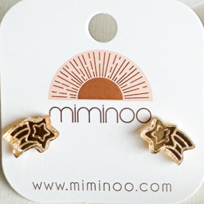 Patriotic Gold Mirror Stud Earrings